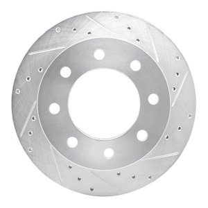 Chevrolet Suburban 2500 Brake Rotor (1) - Rear Right - R1 Concepts - Drilled & Slotted - Silver - `03-`05
